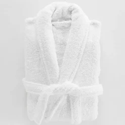 Serviette De Bain|Douceur D'Intérieur Peignoir Mixte Éponge Col Châle Uni - Tendresse 500 g,m² - Blanc