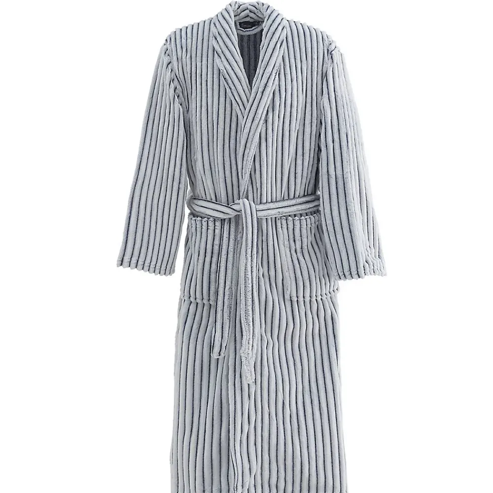 Sensei Maison Peignoir polaire homme femme côtelé extra doux Blanc/Denim S KASH