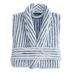 Sensei Maison Peignoir polaire homme femme côtelé extra doux Blanc/Denim S KASH