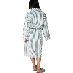 Sensei Maison Peignoir polaire homme femme côtelé extra doux Blanc/Denim S KASH