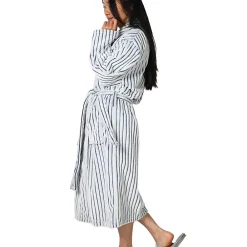 Sensei Maison Peignoir polaire homme femme côtelé extra doux Blanc/Denim S KASH