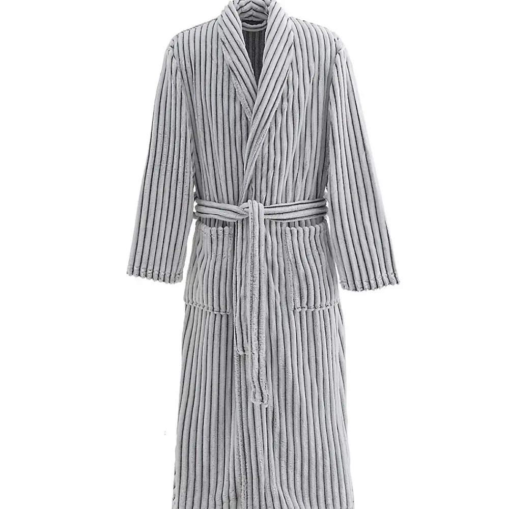 Sensei Maison Peignoir polaire homme femme côtelé extra doux Blanc/Anthracite M KASH