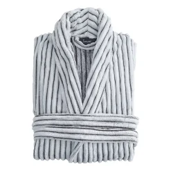 Sensei Maison Peignoir polaire homme femme côtelé extra doux Blanc/Anthracite M KASH