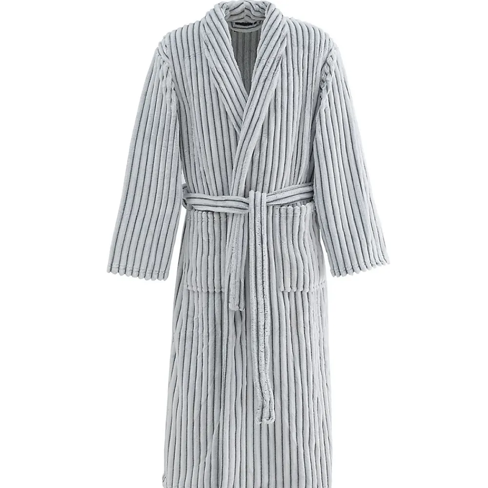 Peignoir De Bain|Sensei Maison Peignoir polaire homme femme côtelé extra doux Blanc/Lichen XL KASH