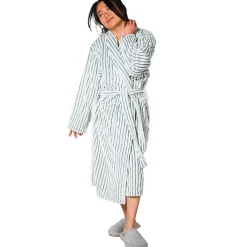 Peignoir De Bain|Sensei Maison Peignoir polaire homme femme côtelé extra doux Blanc/Lichen XL KASH