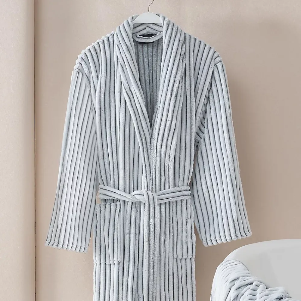 Sensei Maison Peignoir polaire homme femme côtelé extra doux Blanc/Lichen M KASH