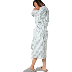 Sensei Maison Peignoir polaire homme femme côtelé extra doux Blanc/Lichen L KASH