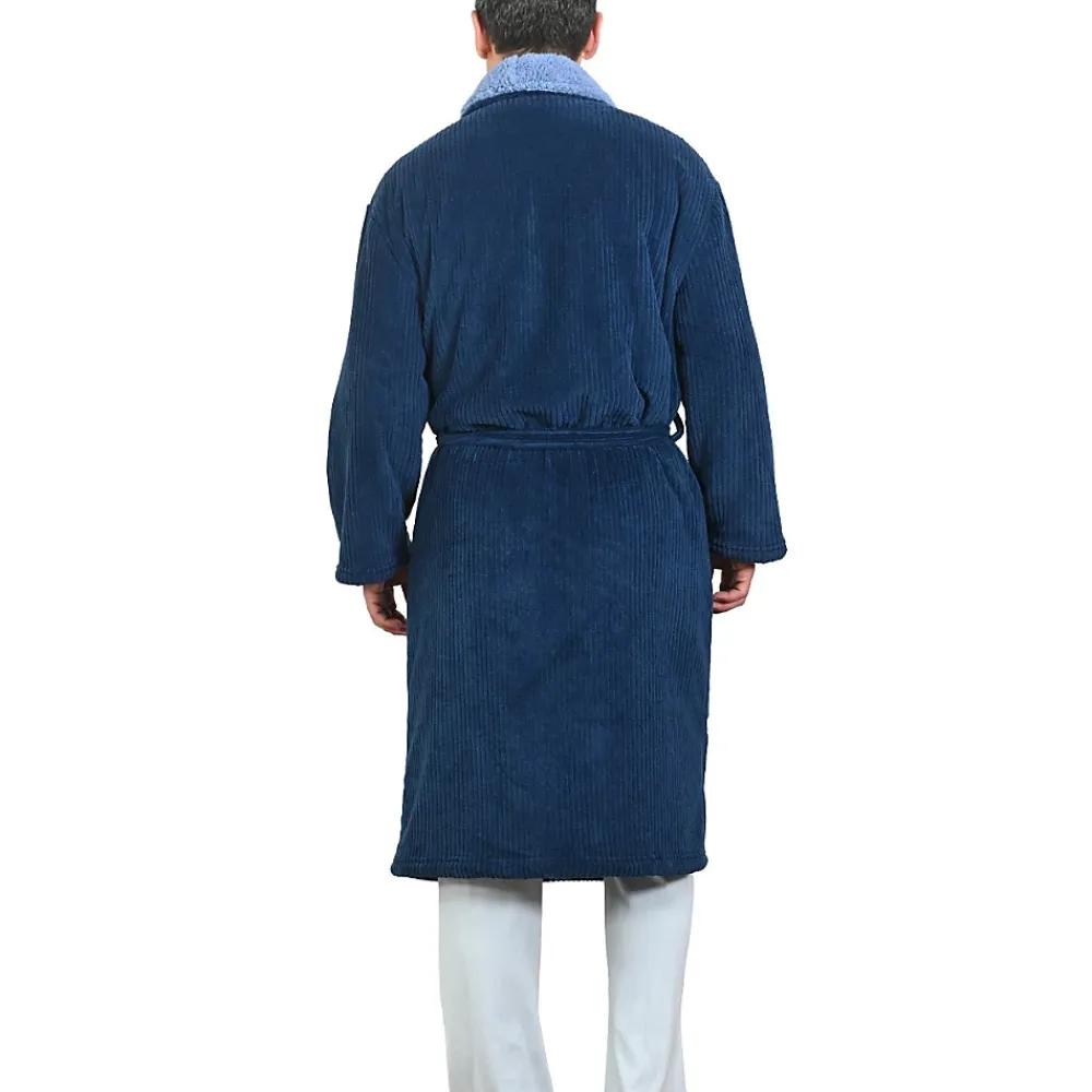 Peignoir De Bain|Sensei Maison Peignoir polaire mixte côtelé ultra chaud Denim L NOTTING HILL