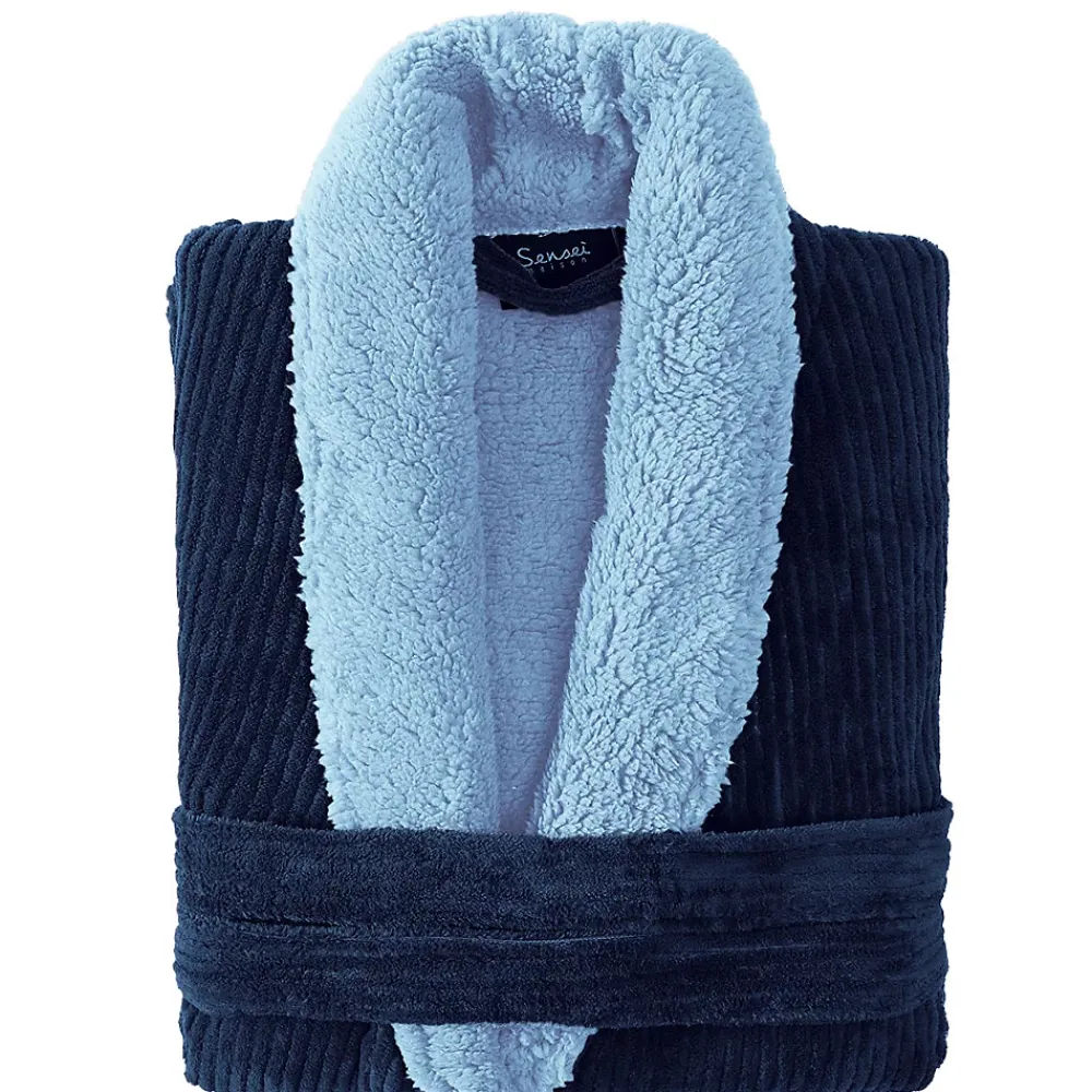 Peignoir De Bain|Sensei Maison Peignoir polaire mixte côtelé ultra chaud Denim L NOTTING HILL