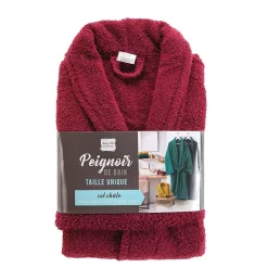 Serviette De Bain|Douceur D'Intérieur Peignoir uni à col châle (Taille Unique - Rouge)