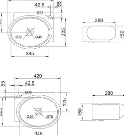 Lavabo|Nature Pro Petit Lavabo Suspendu Blanc Vasque en Céramique Lave Mains WC Salle de Bain
