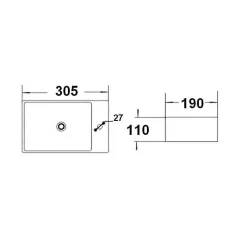 Lavabo|Rue Du Bain Petit lave main Gain de Place Droite - Céramique - 30x20 cm - Essento