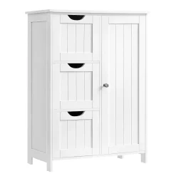Calicosy Petit meuble de rangement 1 porte et 3 tiroirs blanc - L60 cm