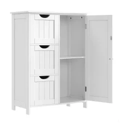 Calicosy Petit meuble de rangement 1 porte et 3 tiroirs blanc - L60 cm