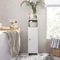 Calicosy Petit meuble de rangement 1 niche, 1 porte, 1 étagère - H80 cm