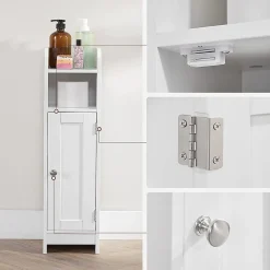 Calicosy Petit meuble de rangement 1 niche, 1 porte, 1 étagère - H80 cm