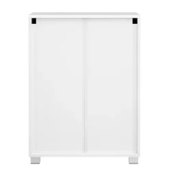 Etagère Salle De Bains|Calicosy Petit meuble de rangement 1 tiroir et 2 portes blanc laqué - H80 cm
