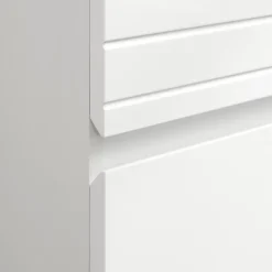 Etagère Salle De Bains|Calicosy Petit meuble de rangement 1 tiroir et 2 portes blanc laqué - H80 cm
