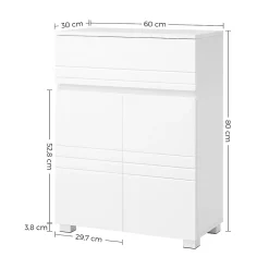 Etagère Salle De Bains|Calicosy Petit meuble de rangement 1 tiroir et 2 portes blanc laqué - H80 cm