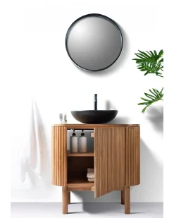 Meuble Sous-Vasque|Uniqka Petit meuble salle de bain en bois de teck 1 porte -