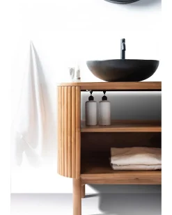 Meuble Sous-Vasque|Uniqka Petit meuble salle de bain en bois de teck 1 porte -