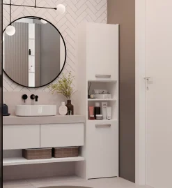 Colonne De Salle De Bains|Meuble De Salle De Bains Faible Profondeur|Topeshop PISA 40 - Colonne de salle de bain 30x40x170 - Meuble salle de bain - Rangement salle de bain - Colonne rangement