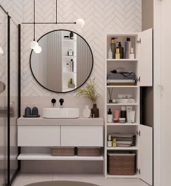 Colonne De Salle De Bains|Meuble De Salle De Bains Faible Profondeur|Topeshop PISA 40 - Colonne de salle de bain 30x40x170 - Meuble salle de bain - Rangement salle de bain - Colonne rangement