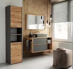 Colonne De Salle De Bains|Topeshop PISA - Armoire de salle de bains style moderne -170x40x30cm - Meuble colonne de rangement SDB