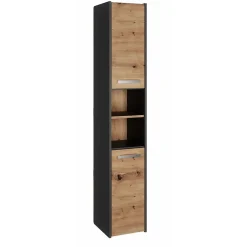 Meuble De Salle De Bains Faible Profondeur|Colonne De Salle De Bains|Topeshop PISA - Armoire de salle de bains - 170x30x30 cm - Colonne de rangement SDB - Aspect bois