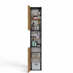 Meuble De Salle De Bains Faible Profondeur|Colonne De Salle De Bains|Topeshop PISA - Armoire de salle de bains - 170x30x30 cm - Colonne de rangement SDB - Aspect bois