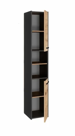 Meuble De Salle De Bains Faible Profondeur|Colonne De Salle De Bains|Topeshop PISA - Armoire de salle de bains - 170x30x30 cm - Colonne de rangement SDB - Aspect bois