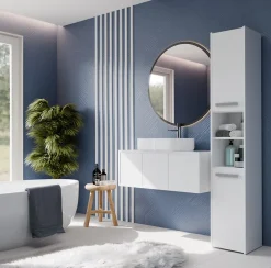 Meuble De Salle De Bains Faible Profondeur|Topeshop PISA - Colonne de salle de bain 30x30x170 - Meuble salle de bain - Rangement salle de bain - Colonne rangement