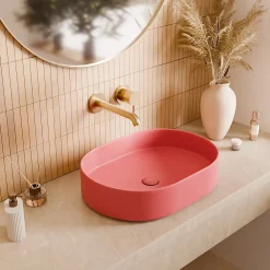 Vasque À Poser|Ceramia PixL 50 x 37 x 13,5 cm vasque à poser Infinitio, sans trop-plein, rose (CEPX5037PM)