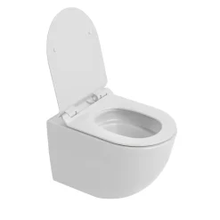 Wc Suspendu|Ceramica PixL WC suspendu en céramique sans bride Tornado Quiet et fixations invisibles + abattant frein de chute, blanc (CEPX010RTORPWM)