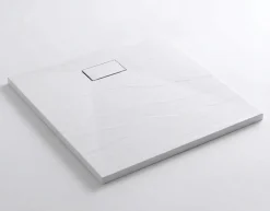 Ceramia PixL 90x90 cm receveur de douche carré à poser BMC avec surface effet pierre, blanc (CERAPX9090W)