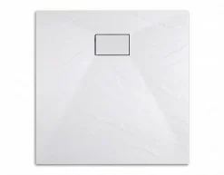 Ceramia PixL 90x90 cm receveur de douche carré à poser BMC avec surface effet pierre, blanc (CERAPX9090W)