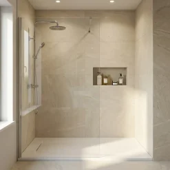 Ceramica PixL 140x80 cm receveur de douche rectangulaire à poser en résine composite avec surface effet pierre, blanc (CERAPX14080W)
