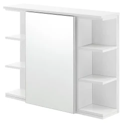 [En.Casa] Placard Mural Harstad pour Salle de Bain Porte avec Miroir 64 x 80 x 20 cm Blanc en.casa