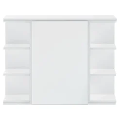 [En.Casa] Placard Mural Harstad pour Salle de Bain Porte avec Miroir 64 x 80 x 20 cm Blanc en.casa