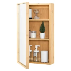 [En.Casa] Placard mural Ikorfat pour salle de bain porte avec miroir 61 x 35 x 14 cm en.casa