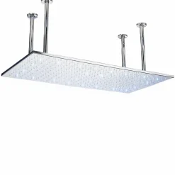 Robinet De Douche|Signature plafonnier chrome LED 80x40 cm avec 4 piliers