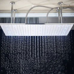 Robinet De Douche|Signature plafonnier chrome LED 80x40 cm avec 4 piliers