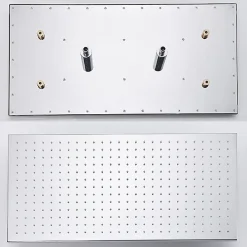 Robinet De Douche|Signature plafonnier chrome LED 80x40 cm avec 4 piliers