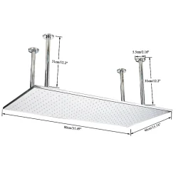 Robinet De Douche|Signature plafonnier chrome LED 80x40 cm avec 4 piliers