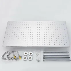 Robinet De Douche|Signature plafonnier chrome LED 80x40 cm avec 4 piliers