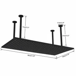 Robinet De Douche|Signature Plafonnier noir mat LED 80x40 avec 4 piliers