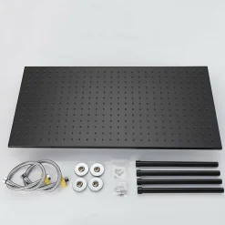 Robinet De Douche|Signature Plafonnier noir mat LED 80x40 avec 4 piliers