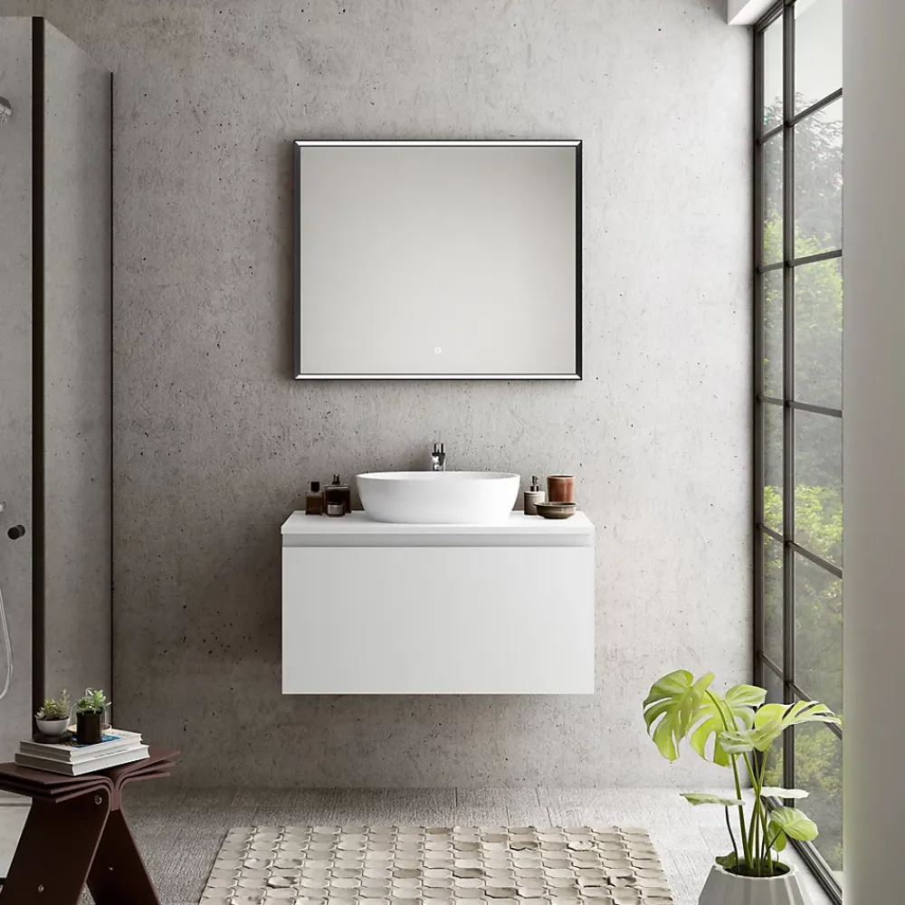 Ipiemme SRL Plan de toilette blanc L.90 x l.51,5 x ép.2 cm, Pura+