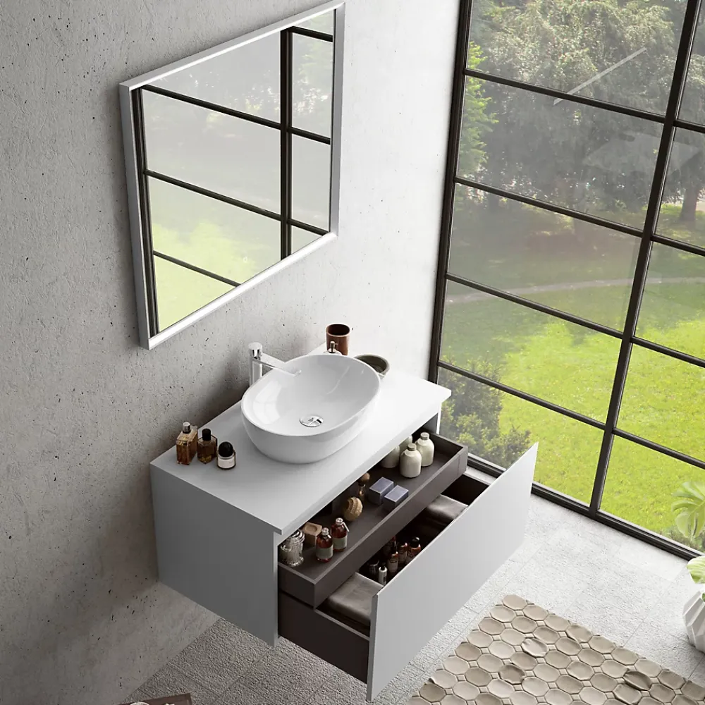 Ipiemme SRL Plan de toilette blanc L.90 x l.51,5 x ép.2 cm, Pura+