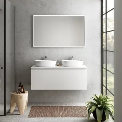 Ipiemme SRL Plan de toilette blanc L.120 x l.51,5 x ép.2 cm, Pura+